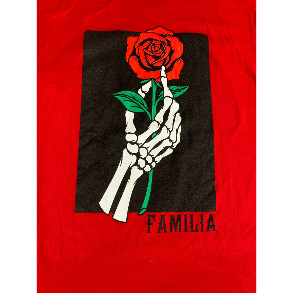 Mad Engine Familia T-Shirt XL Red Skeleton Hand Rose Graphic Tee Streetwear Art - Picture 5 of 7